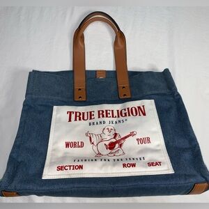TRUE RELIGION LARGE DENIM TOTE